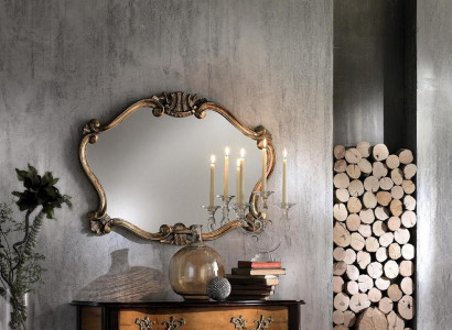 Italienische Klassischer Designer Spiegel Wandspiegel mit Bronzeblättern Barock