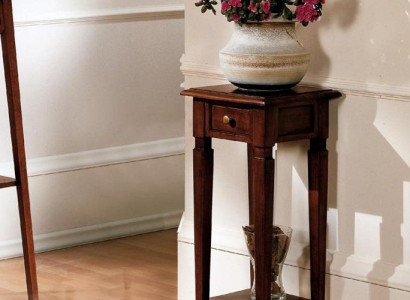 Holz-Blumenständer in Braun mit Schublade und Regal