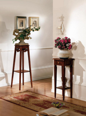 Holz-Blumenständer in Braun mit Schublade und Regal