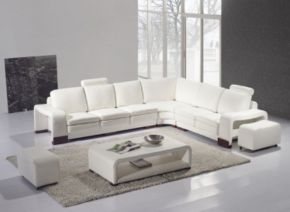 Designer Sofa Couch Ecksofa mit Hocker Polster Garnitur Wohnlandschaft