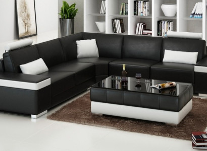 Ledersofa Möbel L-Form Couch Wohnlandschaft Ecksofa Garnitur Design