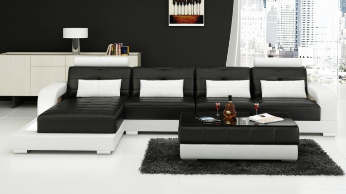 Möbel Ecksofa Leder Sofa Couch Polster Eck Sitz Wohnlandschaft Garnitur