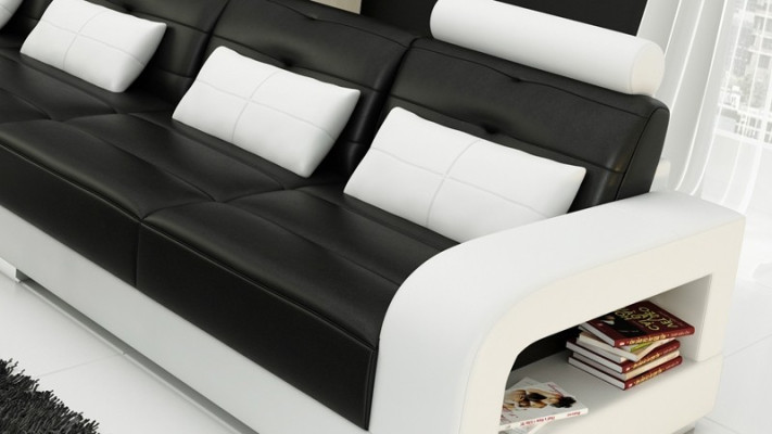 Möbel Ecksofa Leder Sofa Couch Polster Eck Sitz Wohnlandschaft Garnitur