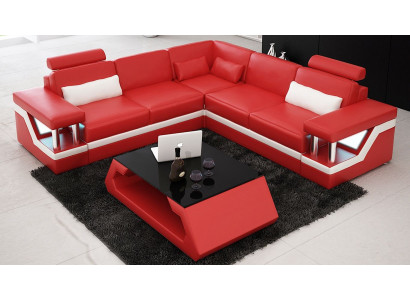 Couch Ecksofa Leder Wohnlandschaft Garnitur Design Modern Sofa L-Form