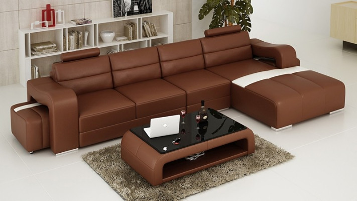 Couch Polster Garnitur Wohnlandschaft Design Ecksofa Leder Neu L Form