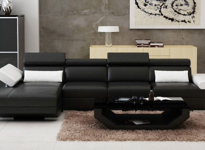 Ledersofa L-Form Couch Wohnlandschaft Ecksofa Garnitur Design Modern