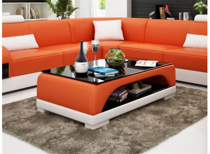 Ledertisch Couchtisch Glastisch Sofa Beistell Moderner Tisch Gepolsterte