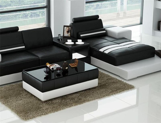 Sofatisch Design Wohnzimmer Leder Kaffee Glas Couch Polster Dekor Beistell