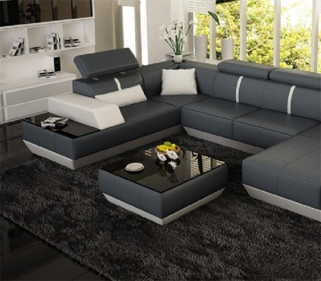 Gepolsterte Sofa Tische Schwarzer Couchtisch Glastisch Beistell Moderner