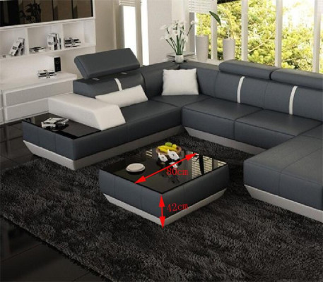 Gepolsterte Sofa Tische Schwarzer Couchtisch Glastisch Beistell Moderner
