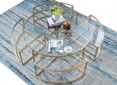 Rundes Designer-Glassofa, Edelstahl-Sofa-Tisch, rundes Design für zu Hause