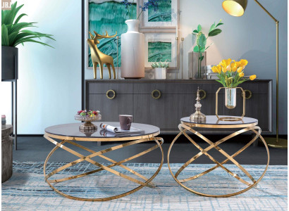 Coucht Tisch Rund Tische Runde Sofa Metall Glas Beistell Designer 