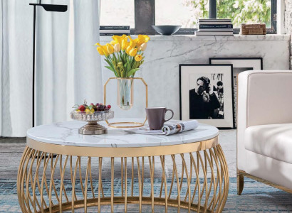 Runder Designer Stein Couch Edelstahl Sofa Tisch Wohn Design Rund