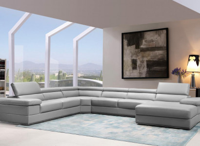 Ledersofa Couch Wohnlandschaft Ecksofa Eck Garnitur Design Modern Sofa 1530B