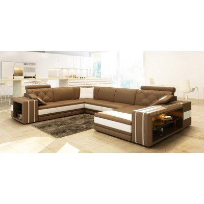 Wohnlandschaft Ecksofa Ledersofa Sofa Couch Polster Sitz Eck Garnitur DonbassB