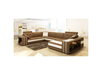 Wohnlandschaft Ecksofa Ledersofa Sofa Couch Polster Sitz Eck Garnitur DonbassB