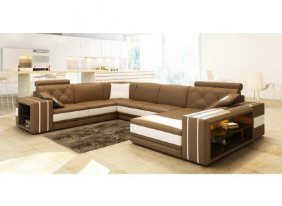 Wohnlandschaft Ecksofa Ledersofa Sofa Couch Polster Sitz Eck Garnitur DonbassB