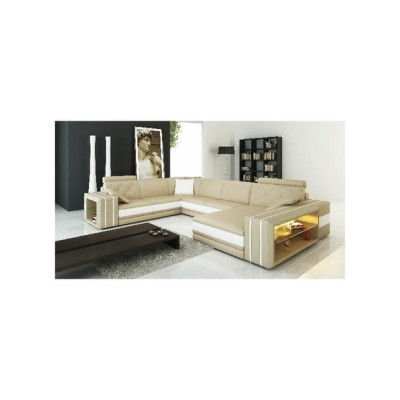 Wohnlandschaft Ecksofa Ledersofa Sofa Couch Polster Sitz Eck Garnitur DonbassB