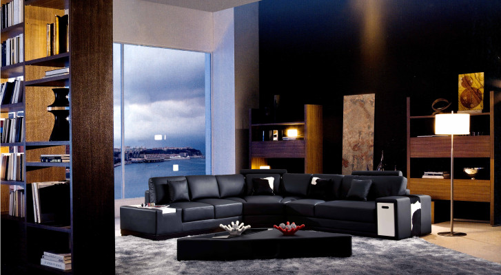 Designer Ecksofa Polster Wohnlandschaft Leder Couch Sofas Sofa XXL