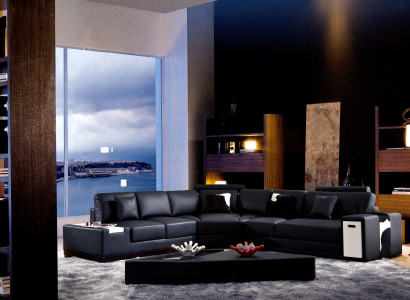 Designer Ecksofa Polster Wohnlandschaft Leder Couch Sofas Sofa XXL