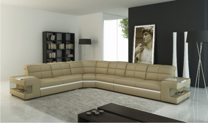 Ledersofa Designersofa Ecksofa Couch Polster Sofa Eckgarnitur mit Beleuchtung