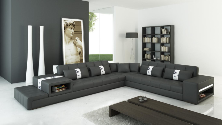 Ledersofa Couch Wohnlandschaft Ecksofa Eck Garnitur Design Sofa Modern