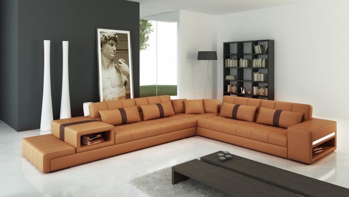 Ledersofa Couch Wohnlandschaft Ecksofa Eck Garnitur Design Sofa Modern