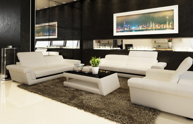 Ledersofa Couch Wohnlandschaft 3 Sitzer Design Modern Sofa 5136_3ER