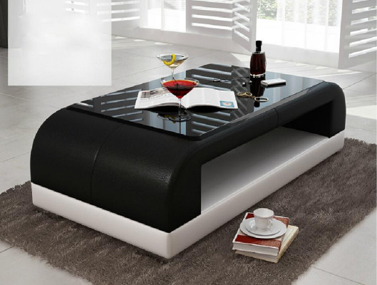 Sofatisch Glas Design Kaffee Tisch Wonzimmer Leder Couch Beistell Sofa