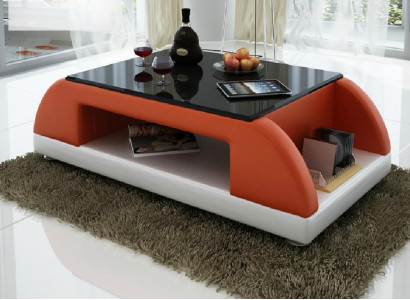 Modern Couch Polster Leder Tisch Wohnzimmer Beistell Glas Tische Kaffee