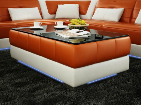Sofatisch Design Tisch Wonzimmer Glas Leder Couch Sofa Beistell Kaffee