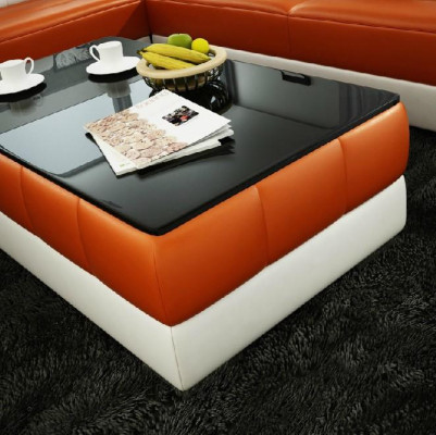 Sofatisch Design Tisch Wonzimmer Glas Leder Couch Sofa Beistell Kaffee