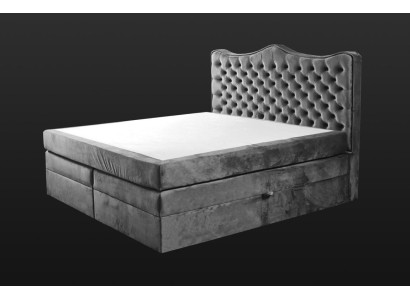 Bettrahmen grau chesterfield schlafzimmer design elegant stoff klassische möbel