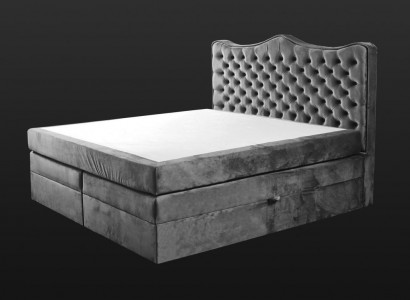 Bettrahmen grau chesterfield schlafzimmer design elegant stoff klassische möbel