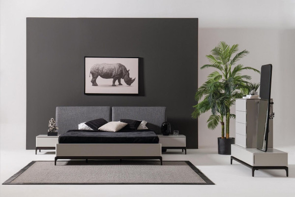 Modern Luxus Schlafzimmer Set Bett + 2x Nachttisch Hotel Möbel Betten Loft