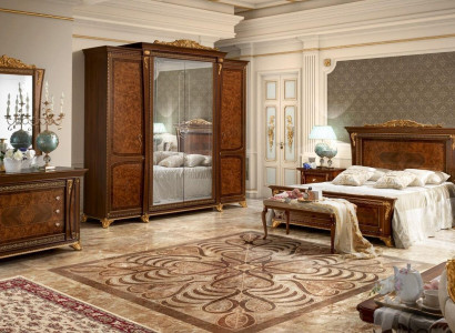 Barock Rokoko Luxus Set Betten Sets Nachttisch Kleiderschrank 7 tlg.Schlafzimmer