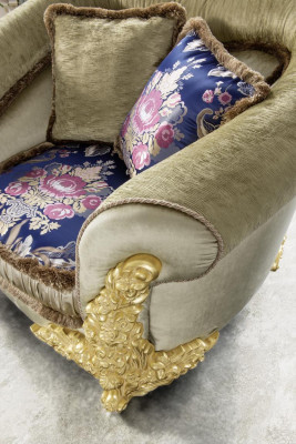 Sofa Couch Samt Polster Sitz 3+1+1 Sitzer Design Couchen Sofas Holz Neu Garnitur