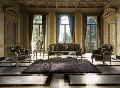 Sitzgarnitur 3+2+1 Sitzer Möbel Polster Textil Italienische Chesterfield Design