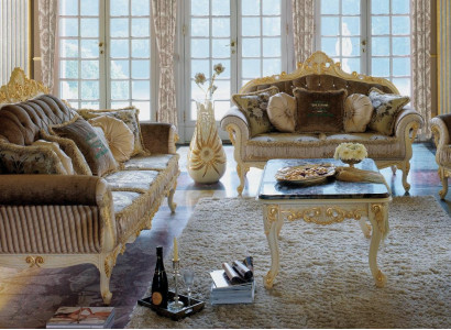 Sofagarnitur 3+2 Sitzer Wohnzimmer Polstermöbel Art déco Sofa Stoffsofa Sofas