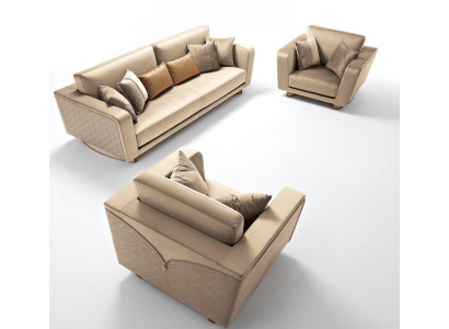 Sofagarnitur 311 Sitzer Set Design Sofa Polster Couchen Leder Italienische Möbel