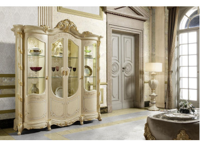 Schrank Echtholz Anrichte Vitrine Wohnzimmer Möbel Massive Holz Vitrinen Glas