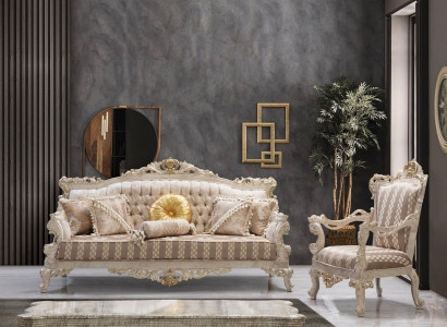 Sofagarnitur Klassische Luxus Sofas Sessel Wohnzimmer set 3+1 Sitz Chesterfield