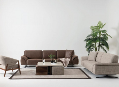 Luxus Wohnlandschaft Dreisitzer Sofa Bequeme Couchen Möbel braun