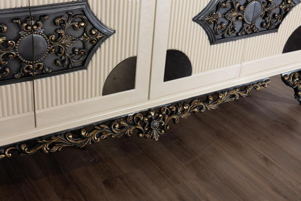 Kommoden Schrank mit Spiegel Edle Kommode Buffet Barock Rokoko Holz Anrichte