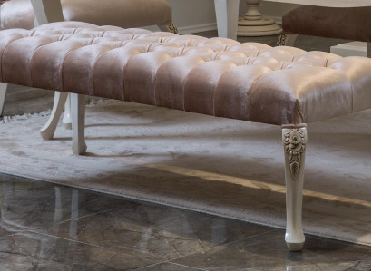 Hocker Polster Sitz Design Textil Relax Luxus Sitzbank Stoff Chesterfield