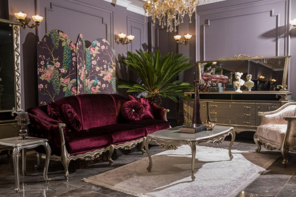 Silberner Couchtisch Kaffeetisch Design Tisch Wohnzimmer Tische