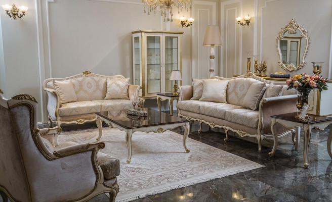 Barock Sessel Gold Beige Sessel Einsitzer Klassische Stil Möbel Samt Holz