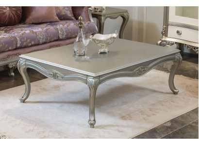 Luxus Couchtisch Klassische Couchtische Silberner Tisch Holz Neu