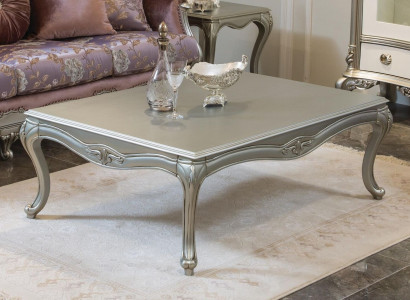 Luxus Couchtisch Klassische Couchtische Silberner Tisch Holz Neu