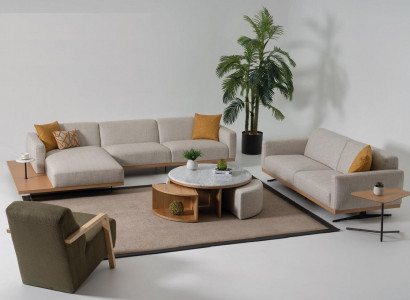 Ecksofa L-Form Sofa Sessel Couchtisch Beistelltisch Polster